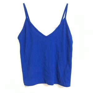 Y2K REVAMPED V-Neckline Camisole Tank Top Blouse S Fit Deep Royal Blue